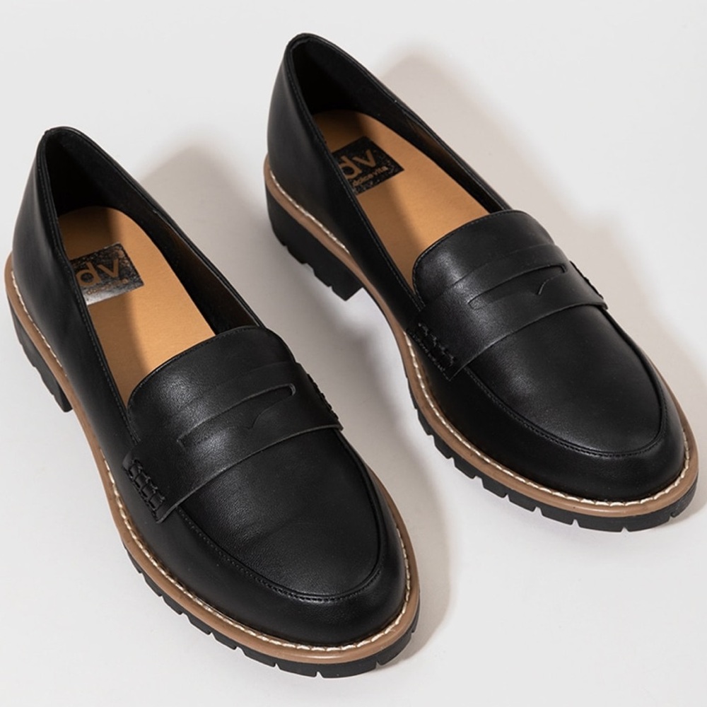 Classic Black Penny Loafer Shoes Chunky Slides by Dolce Vita size women 10